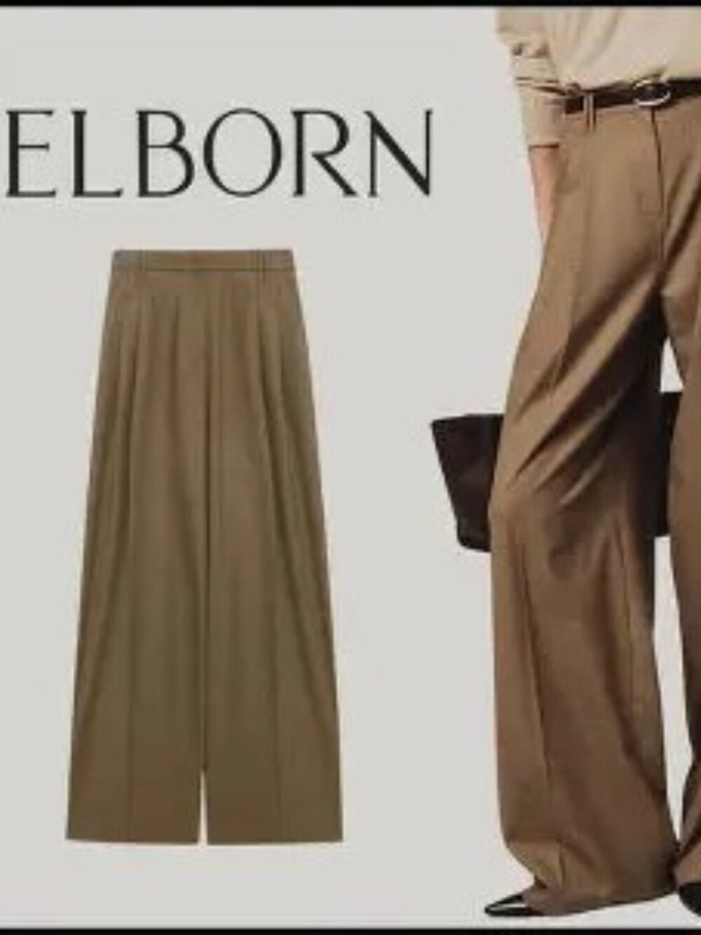 ELBORN Luxury Wool Lightweight Camel Wide Leg Dress Trousers - Like New